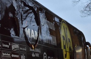 German football club bus hit by explosions