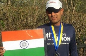 Visually-impaired Indian completes 42 km Marathon