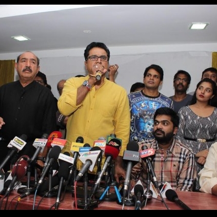 Sarathkumar and his team meet the press regarding Nadigar Sangam election