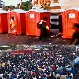 A film producer sponsors mobile toilets for protesters!