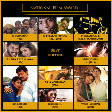 National Film Award for Best Editing – (9 Times)