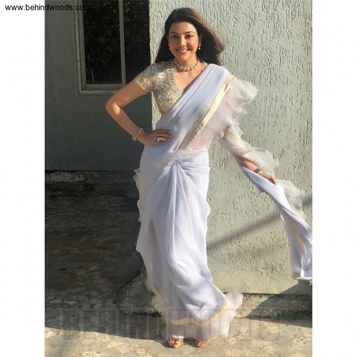 Kajal agarwal sale in white saree