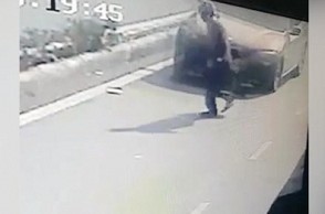 CCTV footage of hit and run accident by student driving BMW in Delhi ...