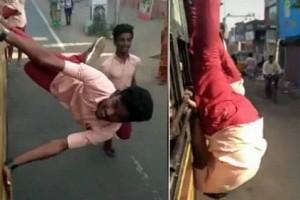 Dangerous!! School students perform stunts on bus, video goes viral