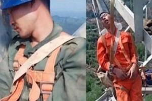 Construction workers sleep at 160ft above ground on steel bars